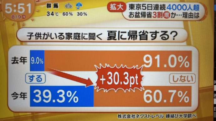 縁結び大学調べ　2021年のお盆休み＆夏休みのアンケート調査に関する統計データ　フジテレビ「めざましテレビ」にて使用された画像1