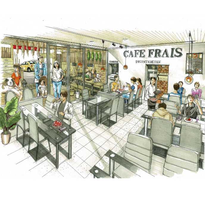 「CAFE FRAIS」の店内