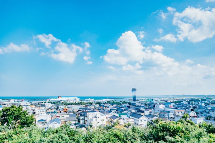 海が広がる大洗町の風景