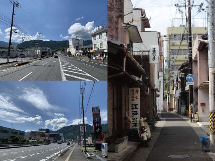 尾鷲市市街地にある商店街の風景