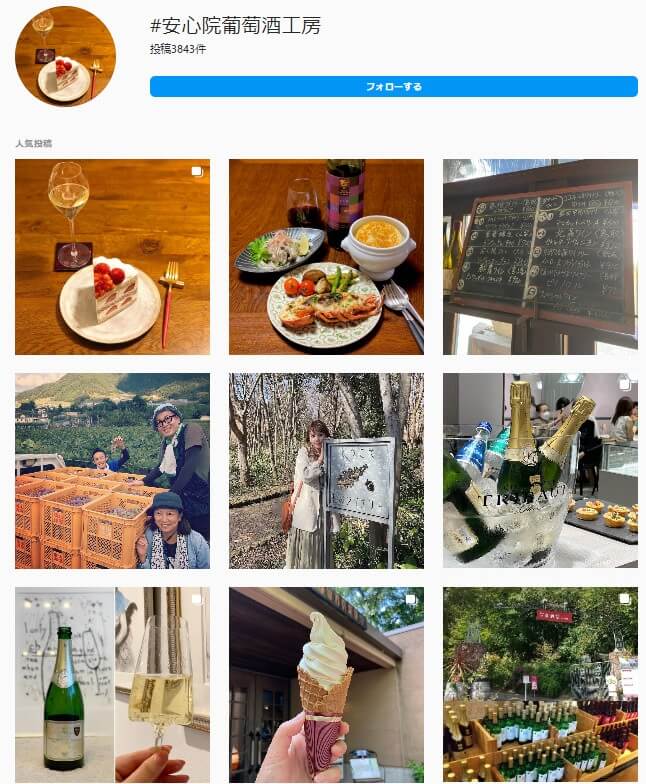 安心院葡萄酒工房のインスタ画面