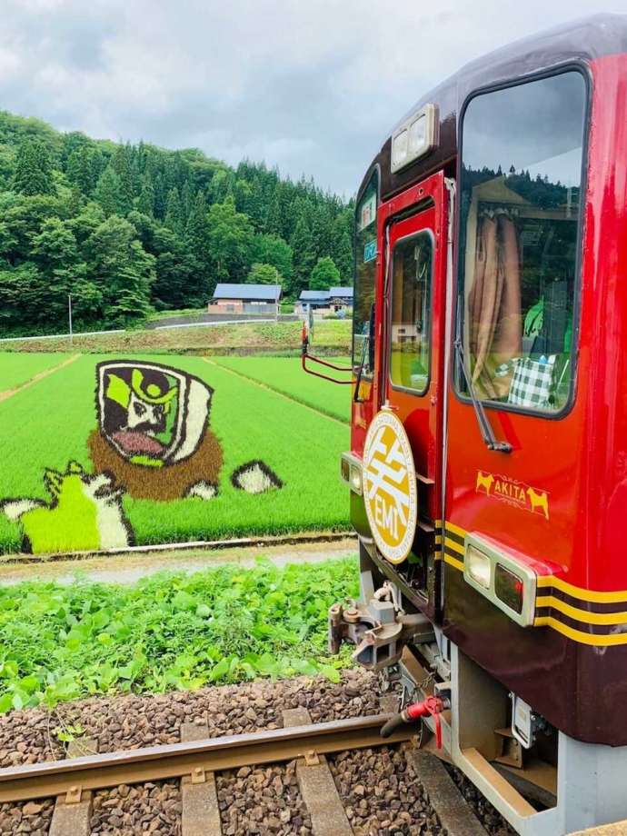 田んぼアートと笑EMI列車