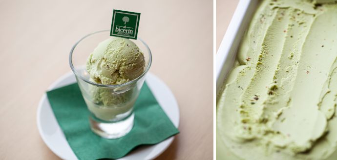 東京都渋谷区千駄ヶ谷にある老舗カフェ「Bicerin 新宿タカシマヤ店」のピスタチオジェラート