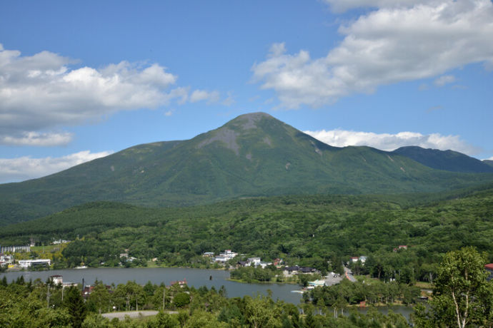 ビーナスラインから望む蓼科山と白樺湖