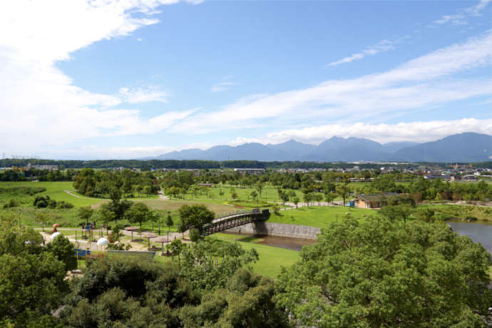 当員町役場から見た中部公園