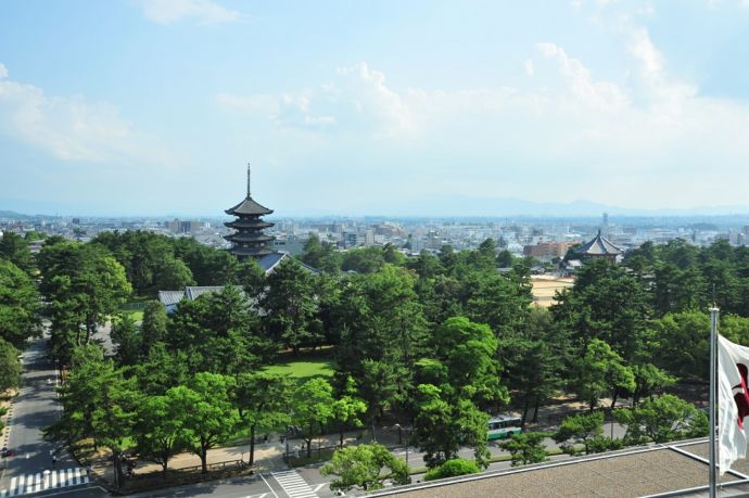 奈良市にある興福寺の遠景