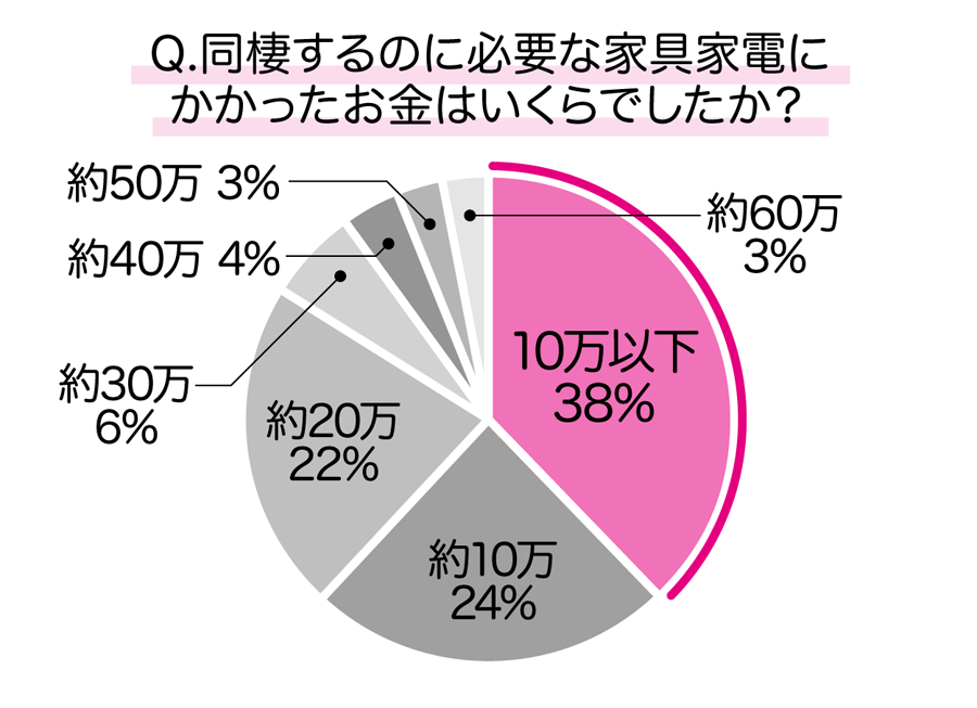 同棲するのに必要な家具家電にかかったお金はいくらでしたか？