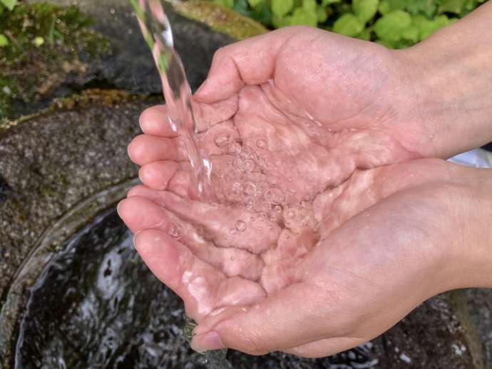 湧き水を両手で受けるイメージ