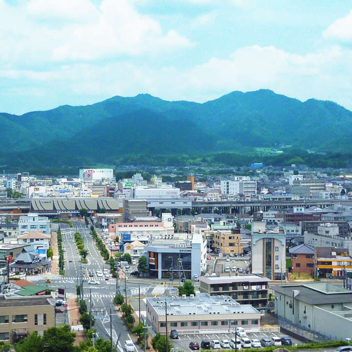 福知山駅周辺の空撮写真