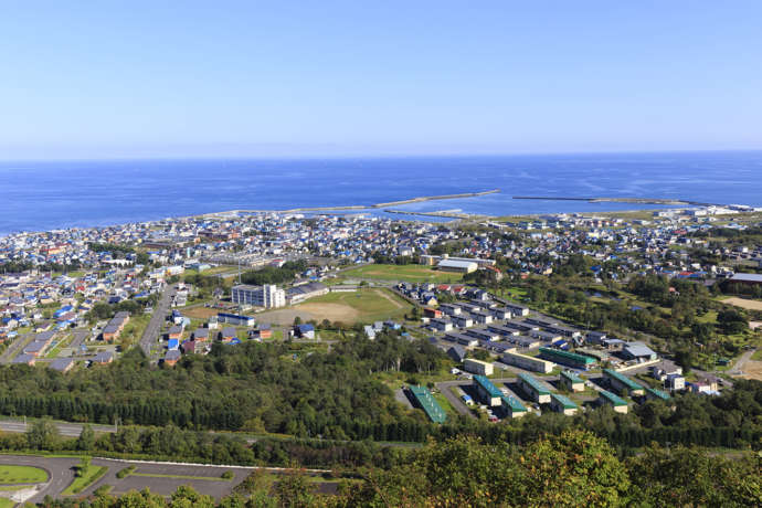 三笠山展望閣からの枝幸地区