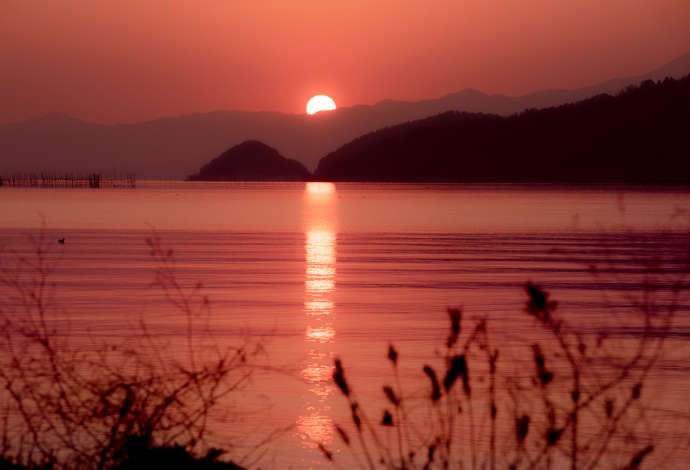 栗見出在家町の夕日