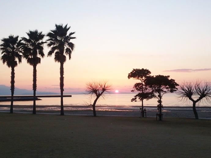 一の宮公園芝生広場からの夕日