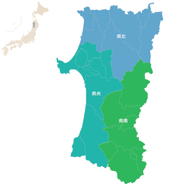 秋田県の地図