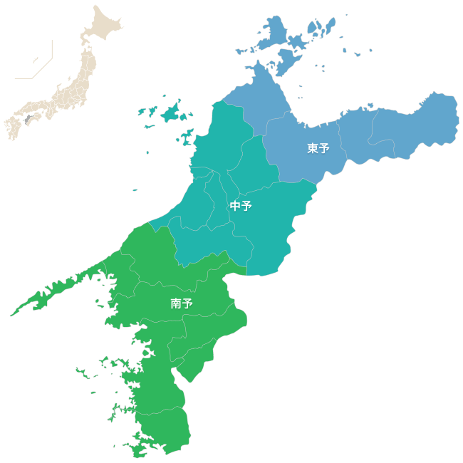 愛媛県の地図