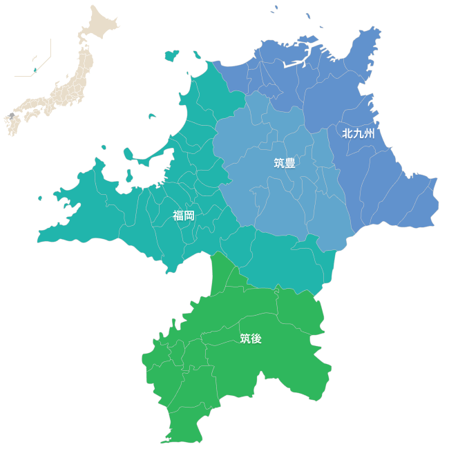 福岡県の地図