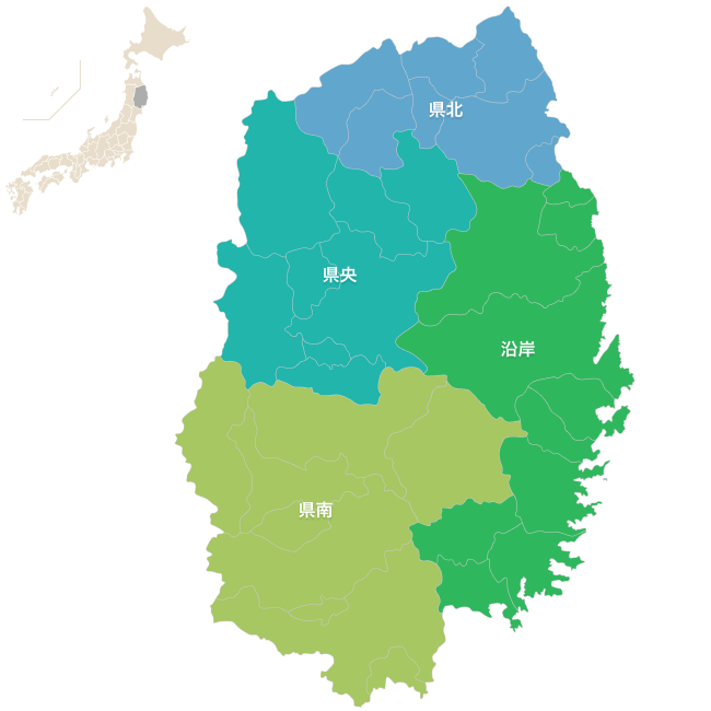 岩手県の地図