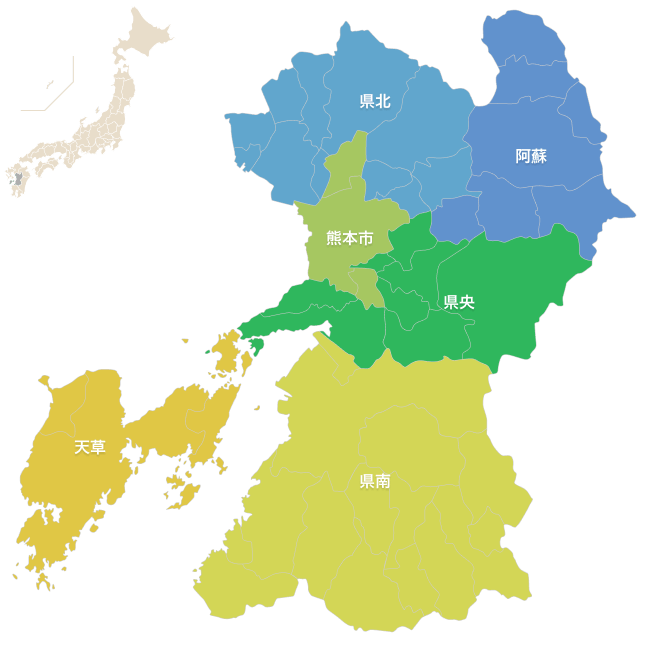 熊本県の地図