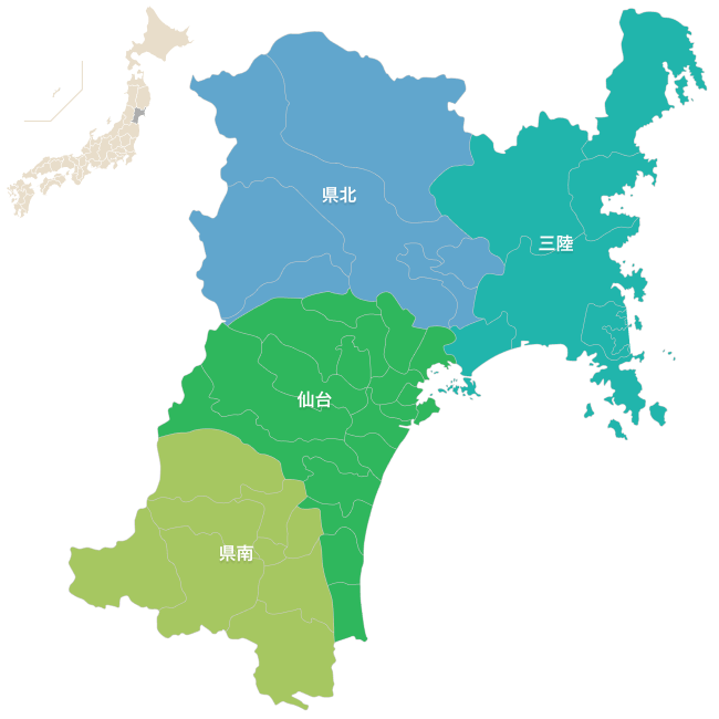 宮城県の地図