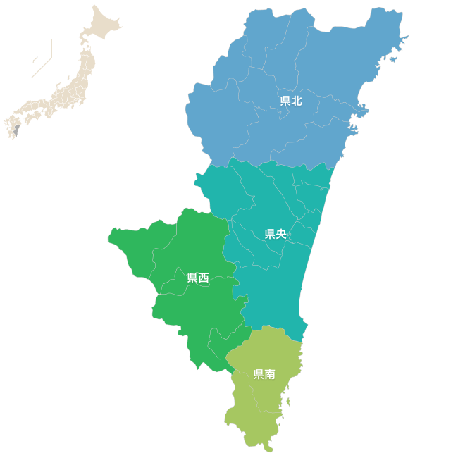 宮崎県の地図