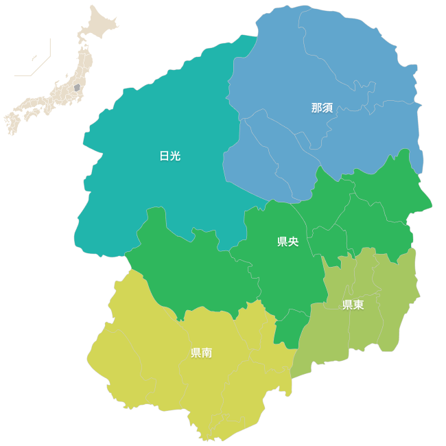 栃木県の地図