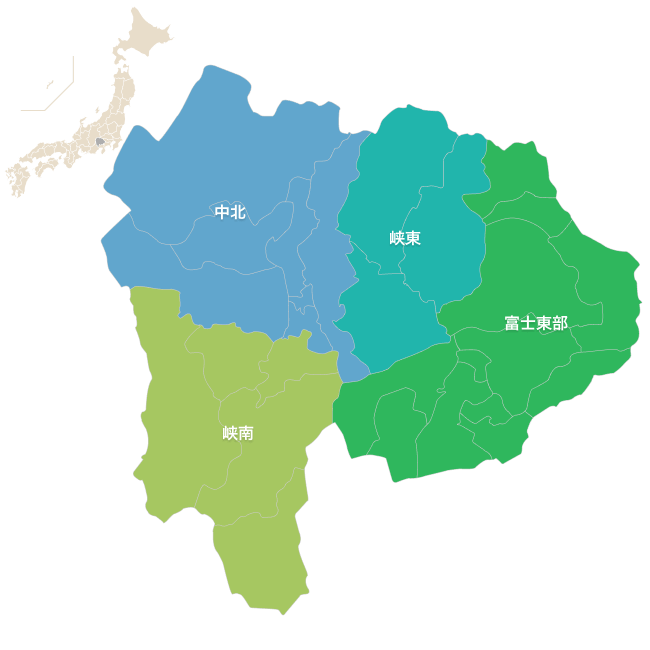 山梨県の地図