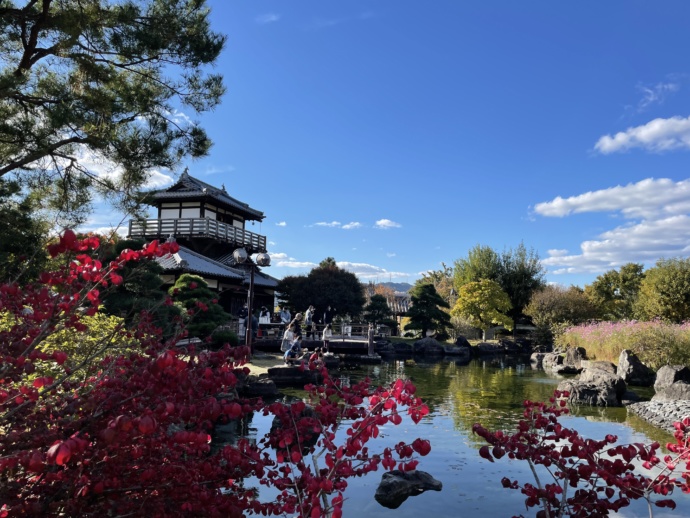 池田城跡公園内の庭園の風景