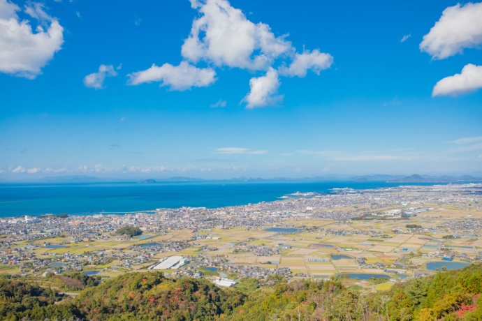 谷上山展望台から眺めた伊予市内