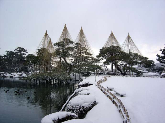 日本三大名園の一つ兼六園の冬景色