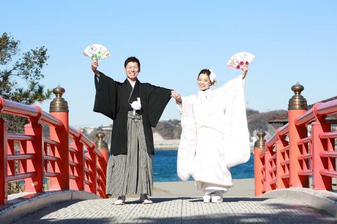 神奈川県鎌倉市にある鎌倉着物スタジオで和装ロケーションフォトを行う利用者