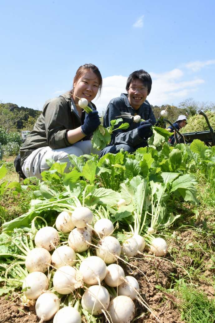 鴨川市の鴨川暮らしセミナーに参加し土いじり体験をする夫婦