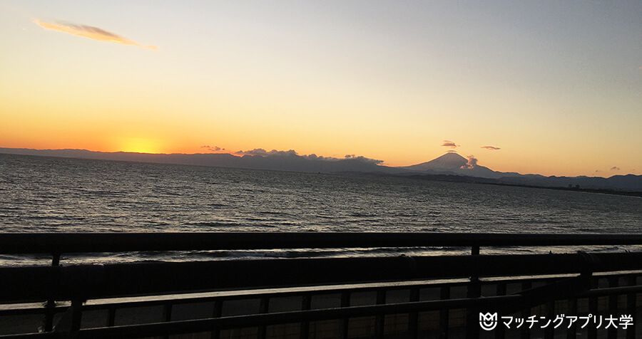 えのすいのテラスからの富士山とサンセット