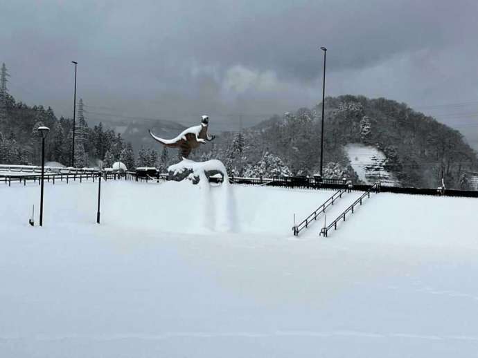 福井県勝山市の「道の駅 恐竜渓谷かつやま」にある恐竜の模型