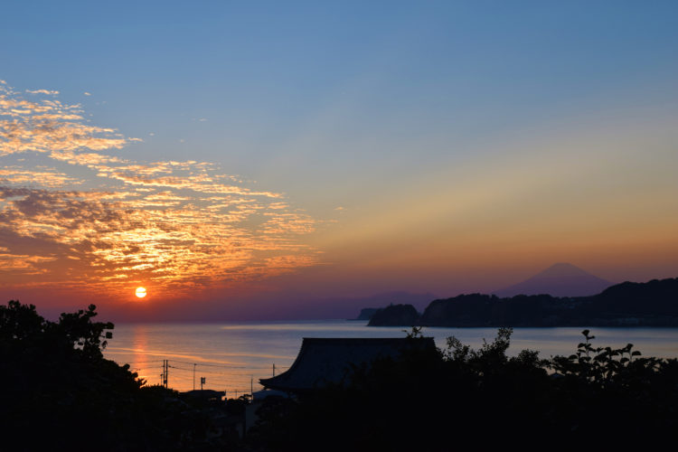 光明寺裏山の夕陽