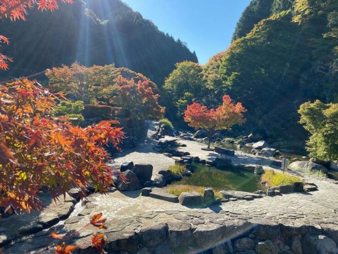 紅葉シーズンの滝ノ口河川公園