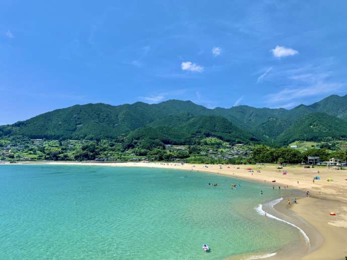 新鹿海岸で海水浴をしている人々