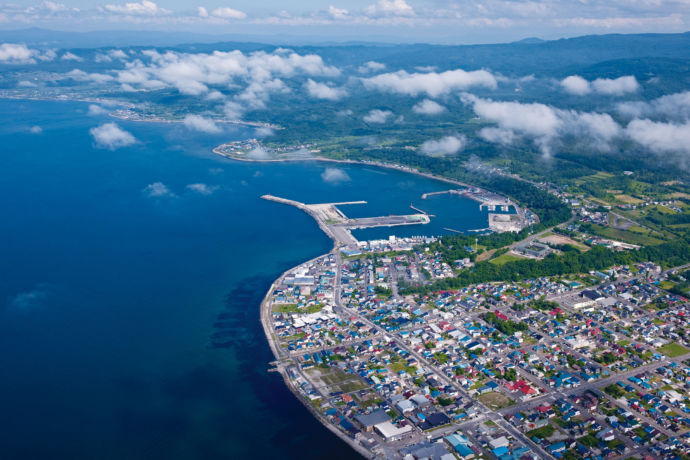 国稀酒造のある増毛町の全景