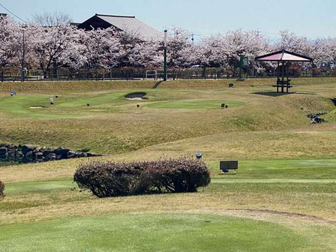 クロスランドおやべの敷地内にあるクラブハウスの風景写真