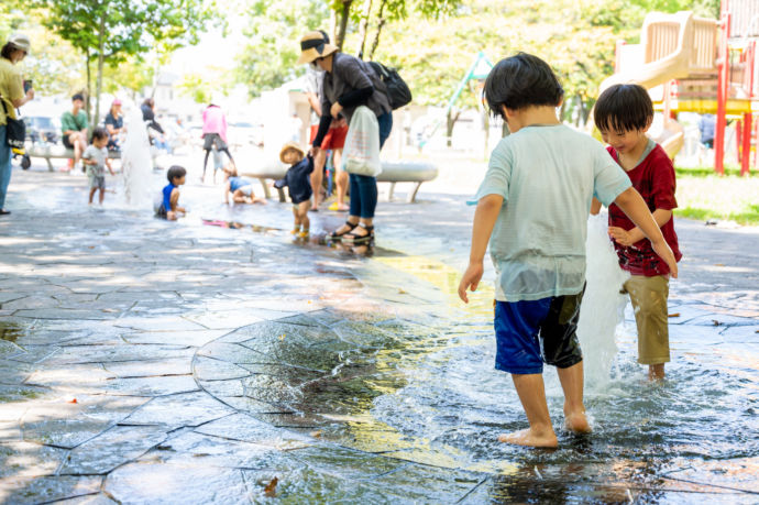 「水沼の里2000年記念の森」で遊ぶ子どもたちの図