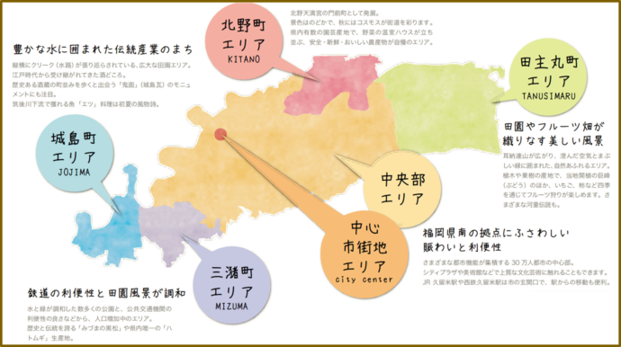 久留米市エリアマップの全体図