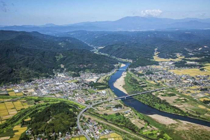 丸森町全体の航空写真