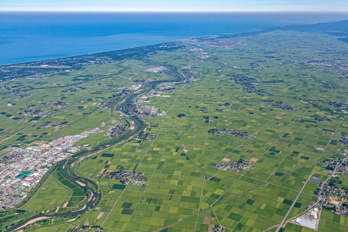 三川町の航空写真