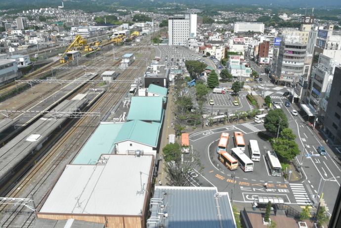 三島駅上空の様子