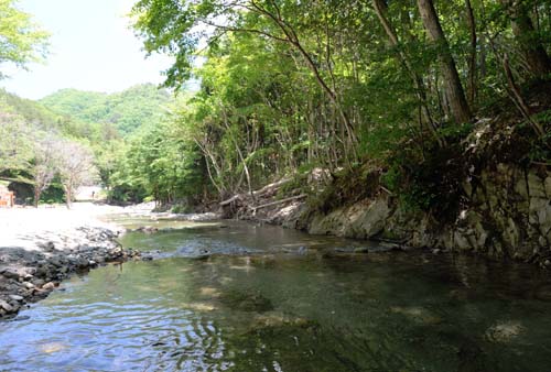 男鹿川の透き通った水面