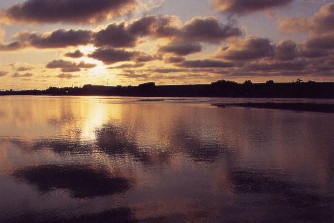 むかわ町の「鵡川」の夕暮れ