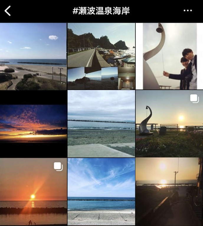 インスタグラムに掲載された瀬波温泉海岸の画像