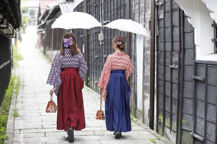 日本大正村でできる矢絣体験