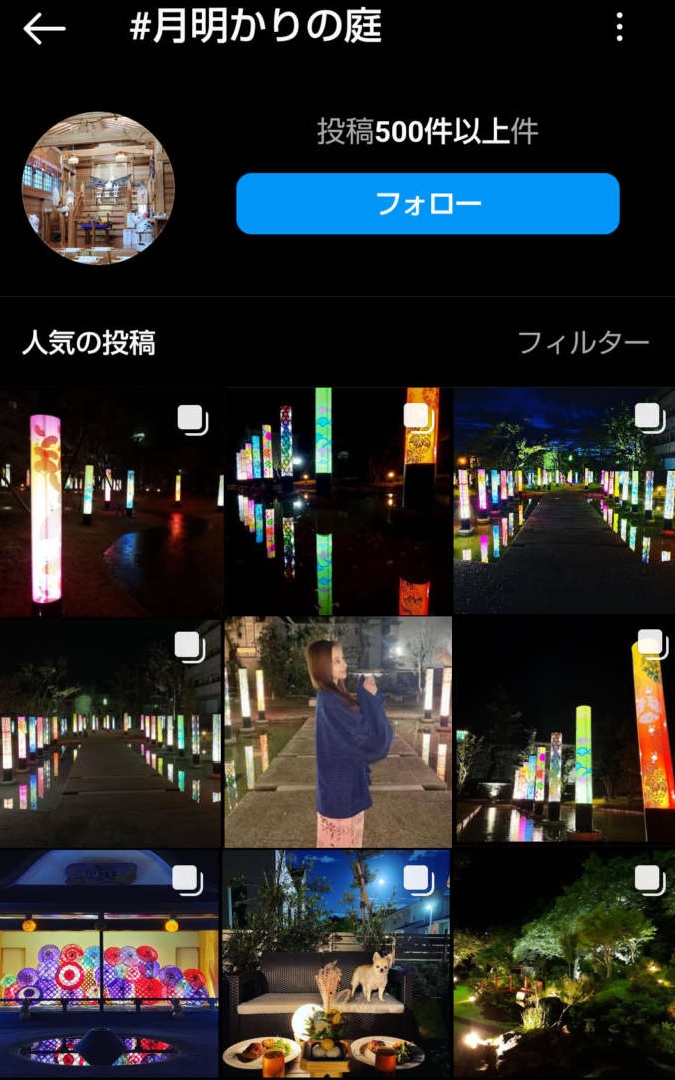 月明かりの庭のインスタグラムのスクリーンショット