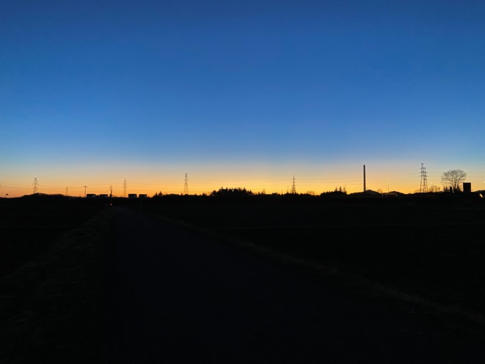 西郷村の朝焼けの風景