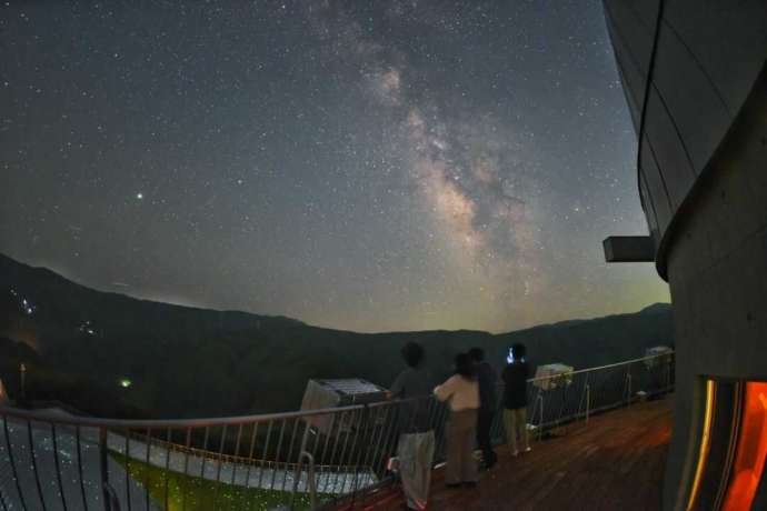 夏の天の川と観察している人たち