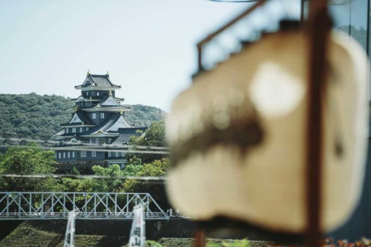 岡山県岡山市の岡山神社から眺める岡山城